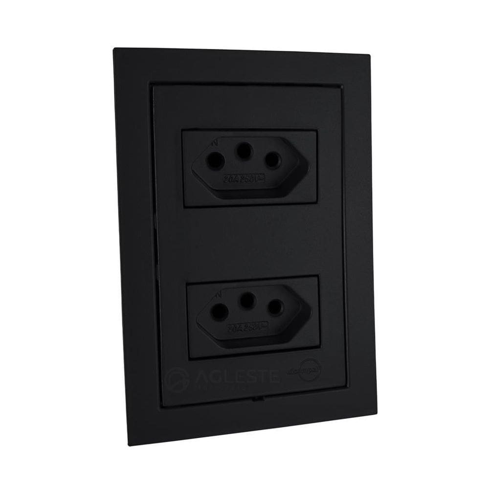 Cj tomada dupla 10a 4x2 - dicompel ekron preto