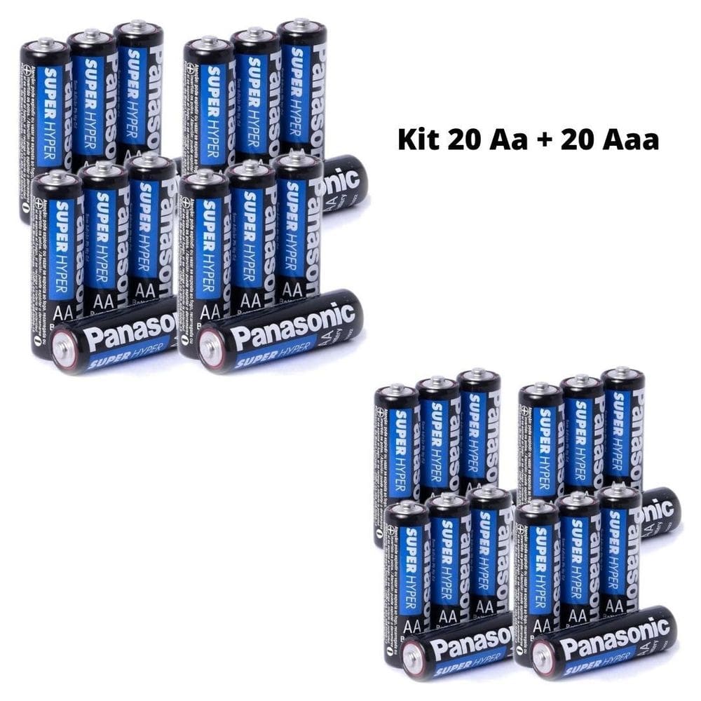 Kit pilha palito aaa 20un + aa 20un panasonic comum