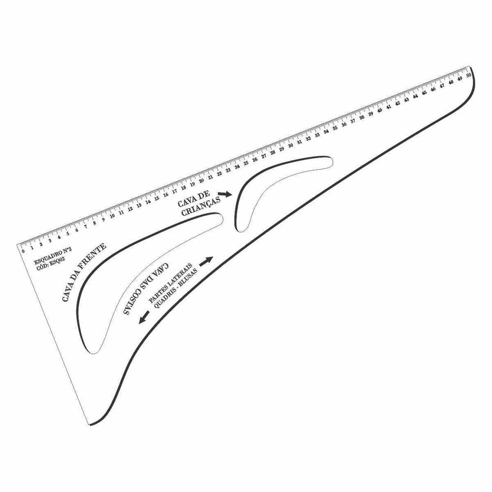 Esquadro numero 2 alfaiate régua costura cavas 2 branco fenx