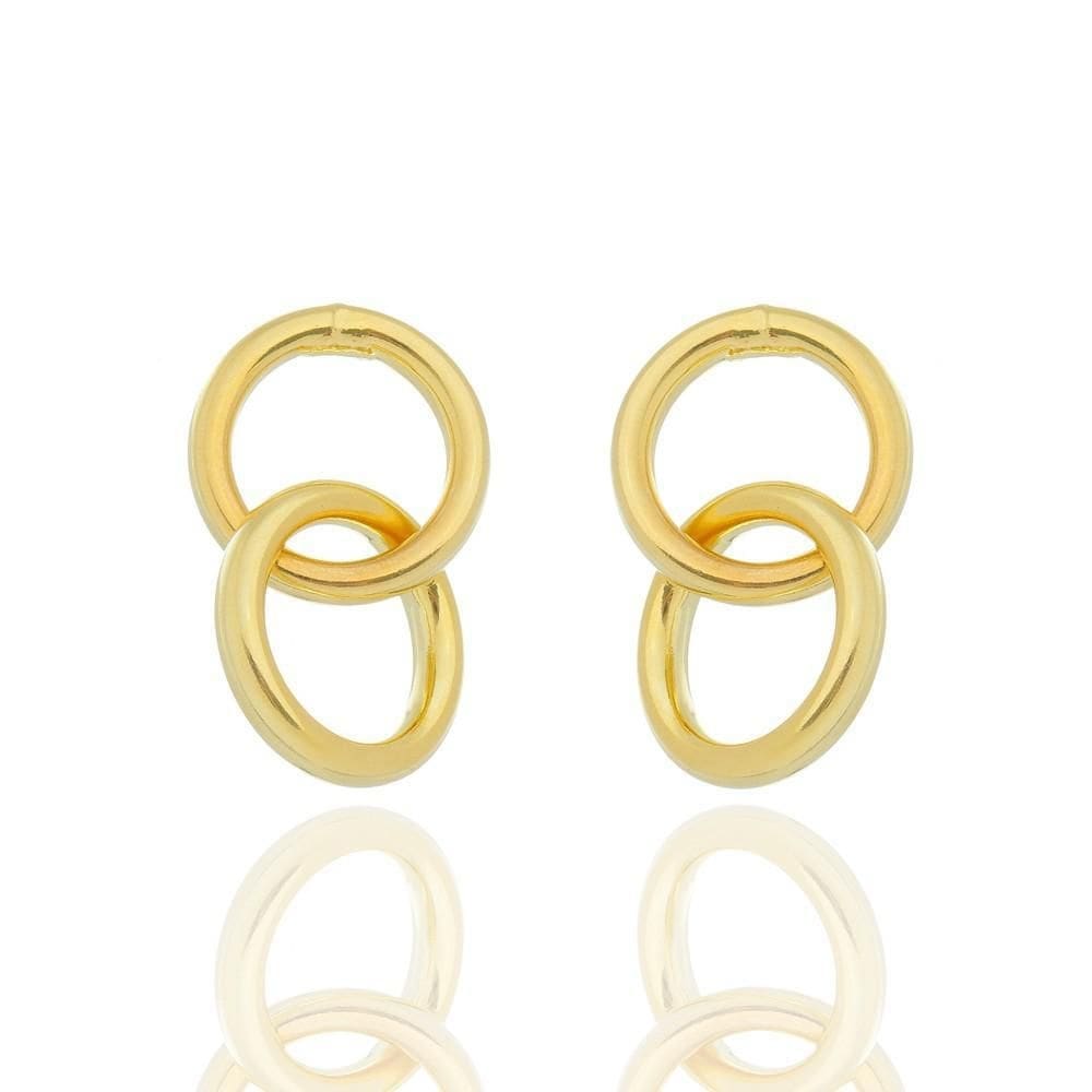Brinco Elos Redondo Folheado A Ouro 18K
