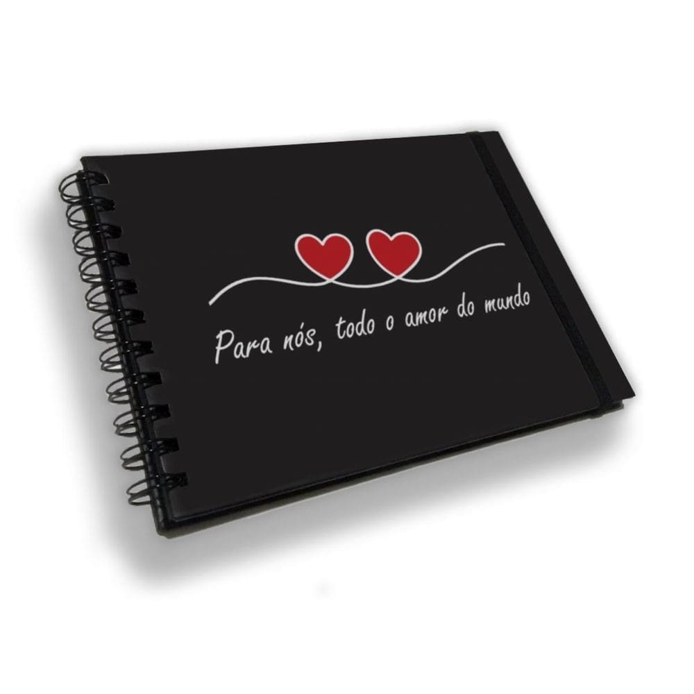 Caderno scrapbook - livro de assinatura folhas pretas - love
