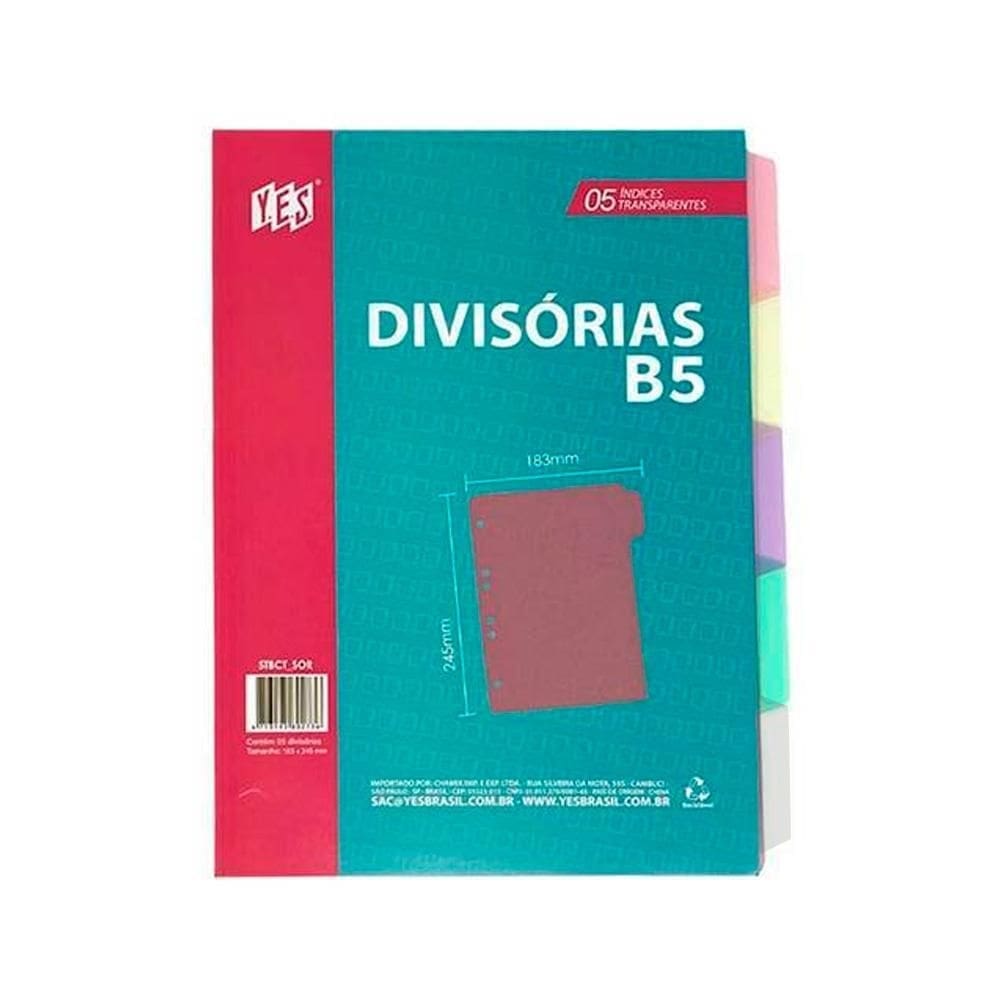 Divisória para fichário yes colegial 5 divisões transparente