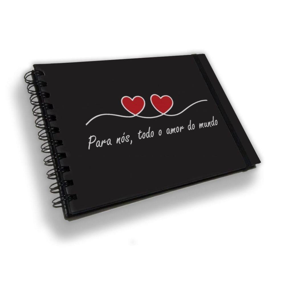 Caderno scrapbook - livro de assinatura folhas pretas - love