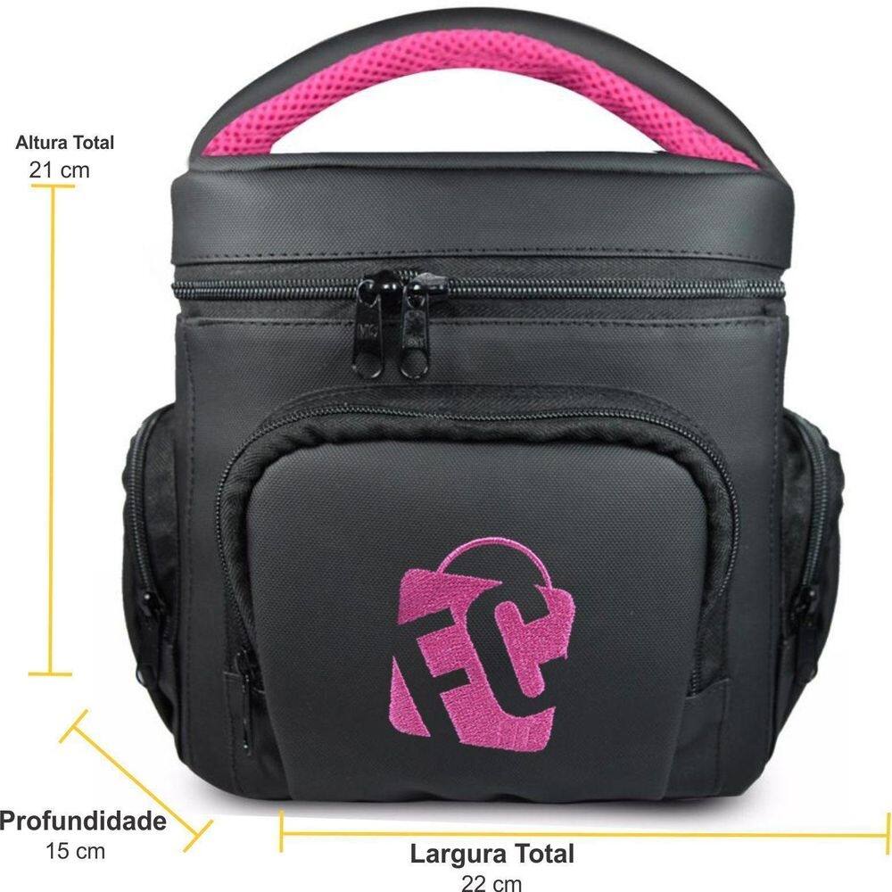 Bolsa térmica master marmita preto pink lancheira diet