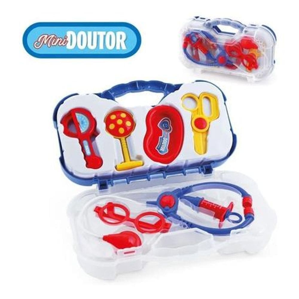 Maletinha Mini Doutora Kit Instrumentos Médicos Enfermeiras Azul Infantil Brinquedo - Poki Toys