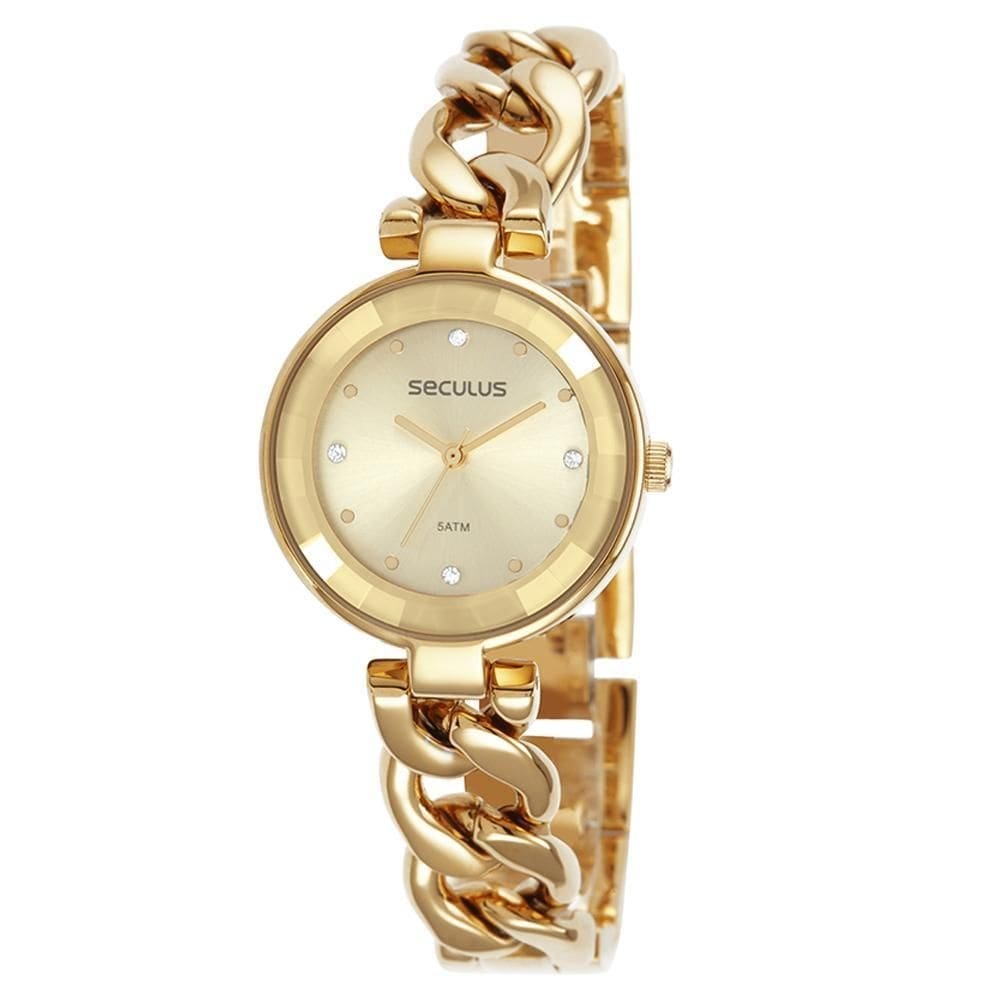 Relógio seculus feminino dourado 77100lpsvds1