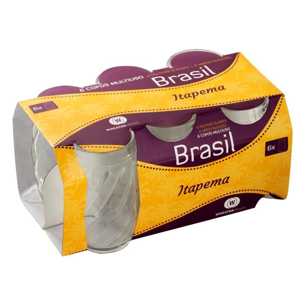 Jogo com 6 copos 310ml vidro ipanema brasil wheaton