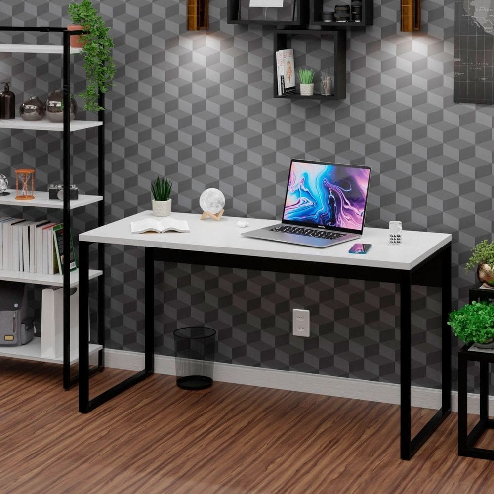 Mesa Para Escritório Escrivaninha Industrial 150cm Branco