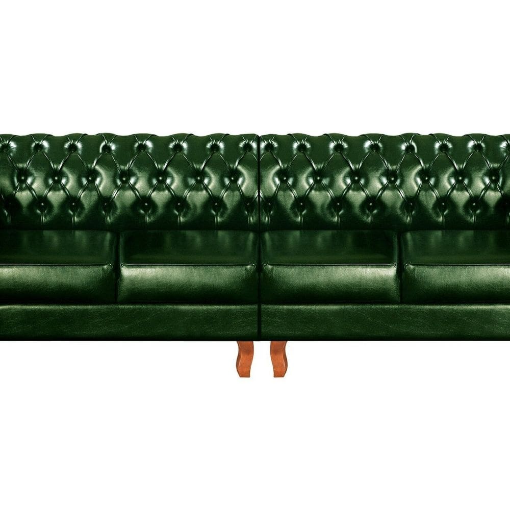 Sofá Dom Pedro Chesterfield Modulado 4 Lugares 2 Poltronas Decoração Sara Recepção Verde