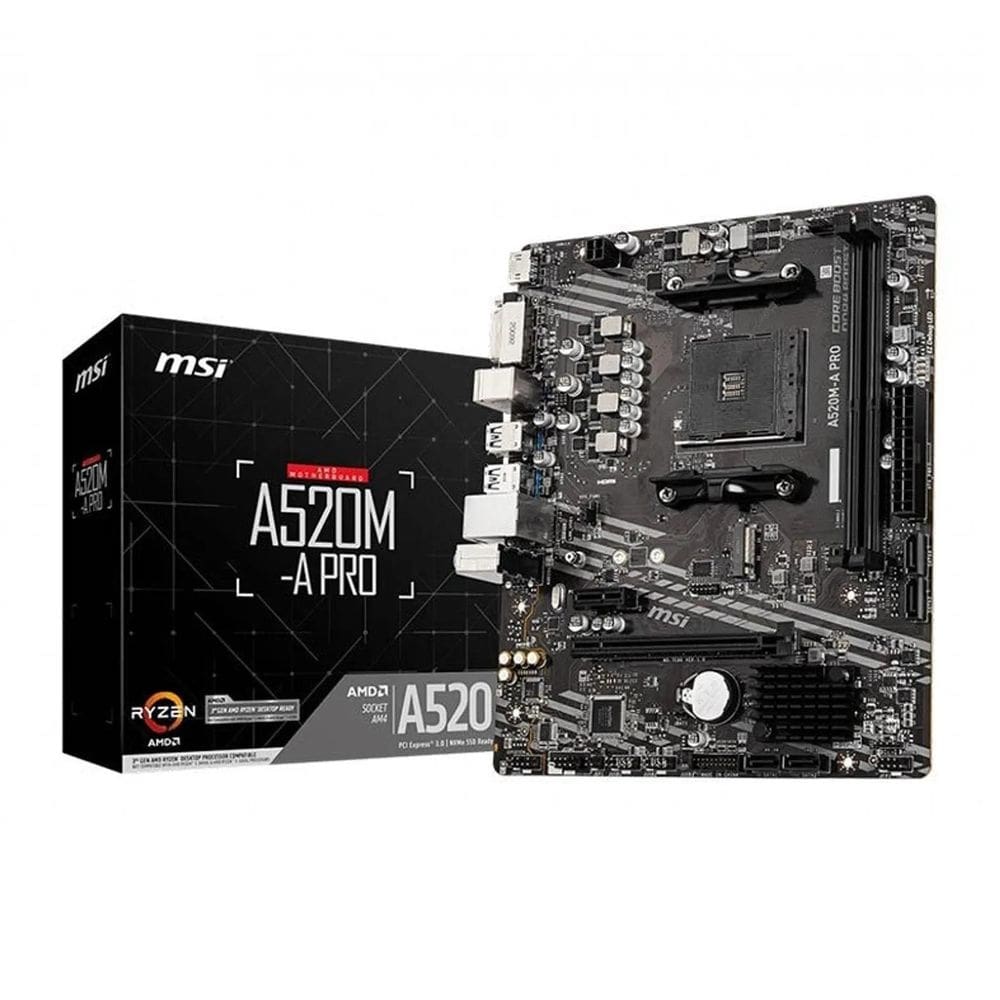 Placa mae msi a520m-a pro ddr4 socket amd m-atx chipset amd