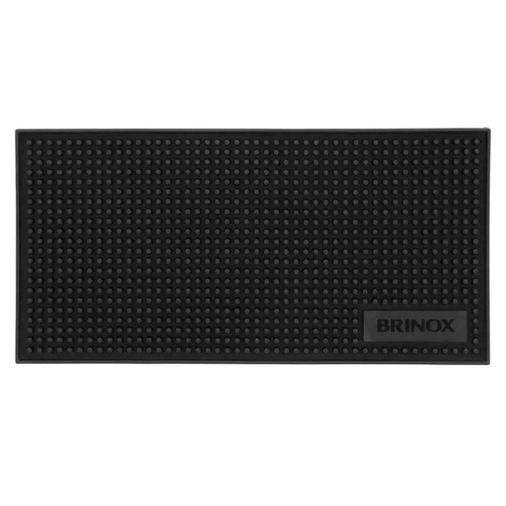 Tapete Escorredor Louça Silicone Porta Copos Preto Brinox