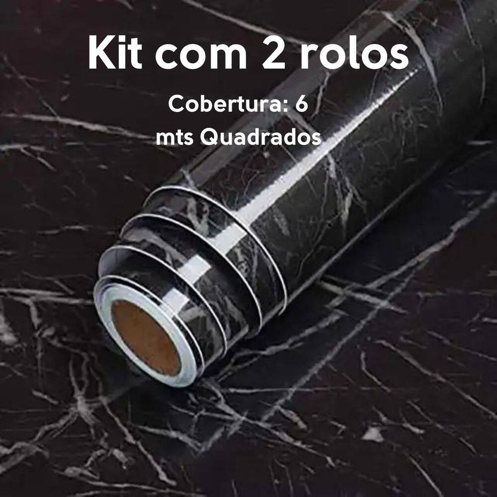 2 Papel De Parede Adesivo P/ Cozinha Marmore Brilhante 5m