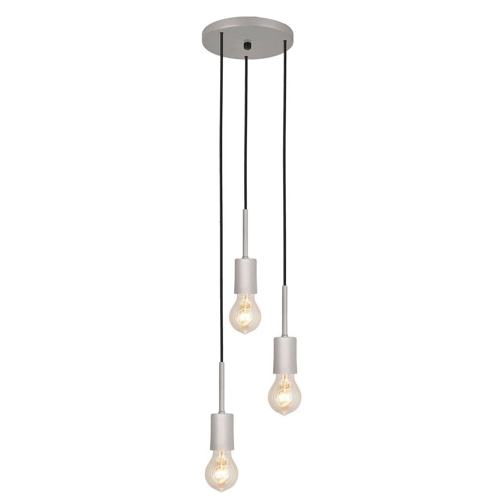 Luminária Pendente Teto Triplo Cozinha Mesa Sala Prata E27