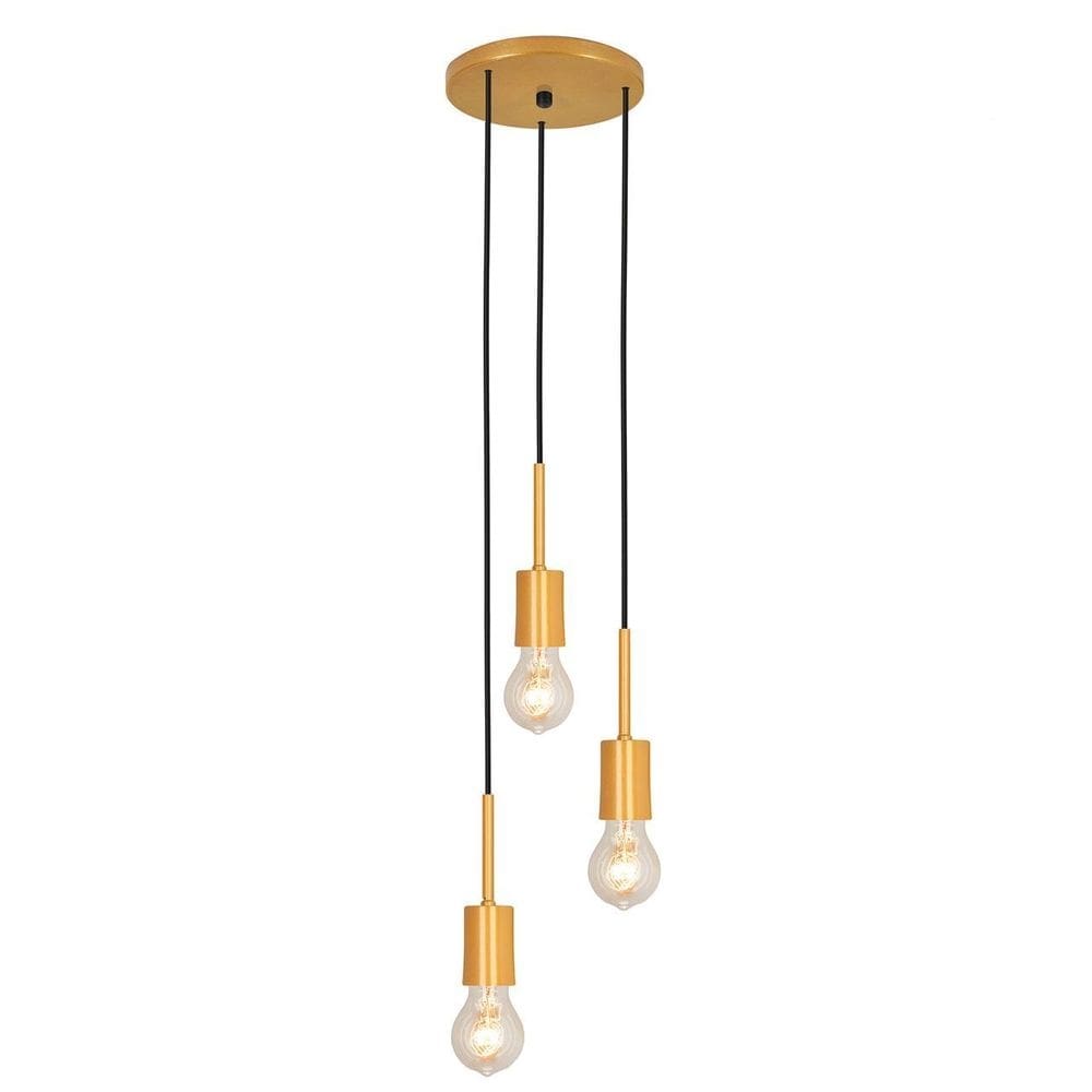 Luminária Pendente De Teto Triplo Lavabo Quarto Dourado E27