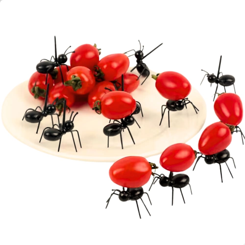 Kit 12 Garfinhos Espeto Formiguinhas Petisco Frutas Infantil