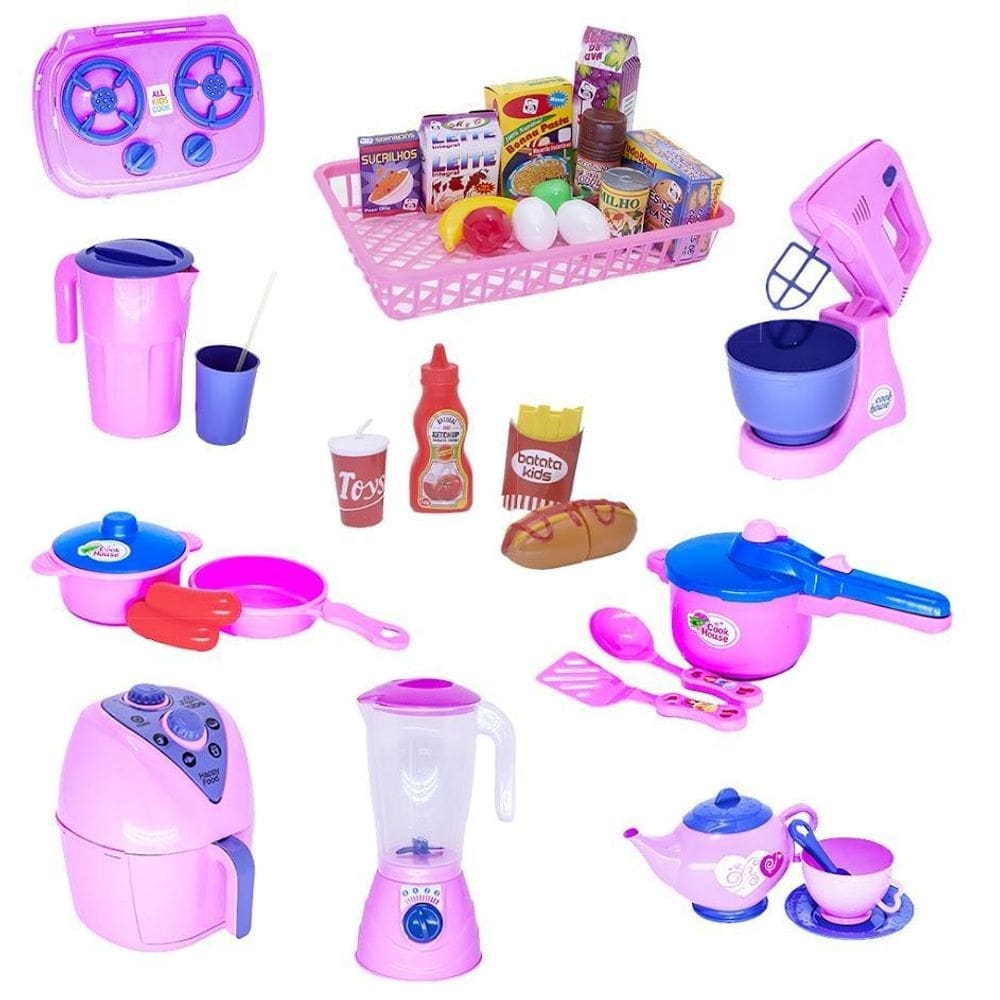 Infantil kit menina mercadinho air fryer comidinhas 35 peças
