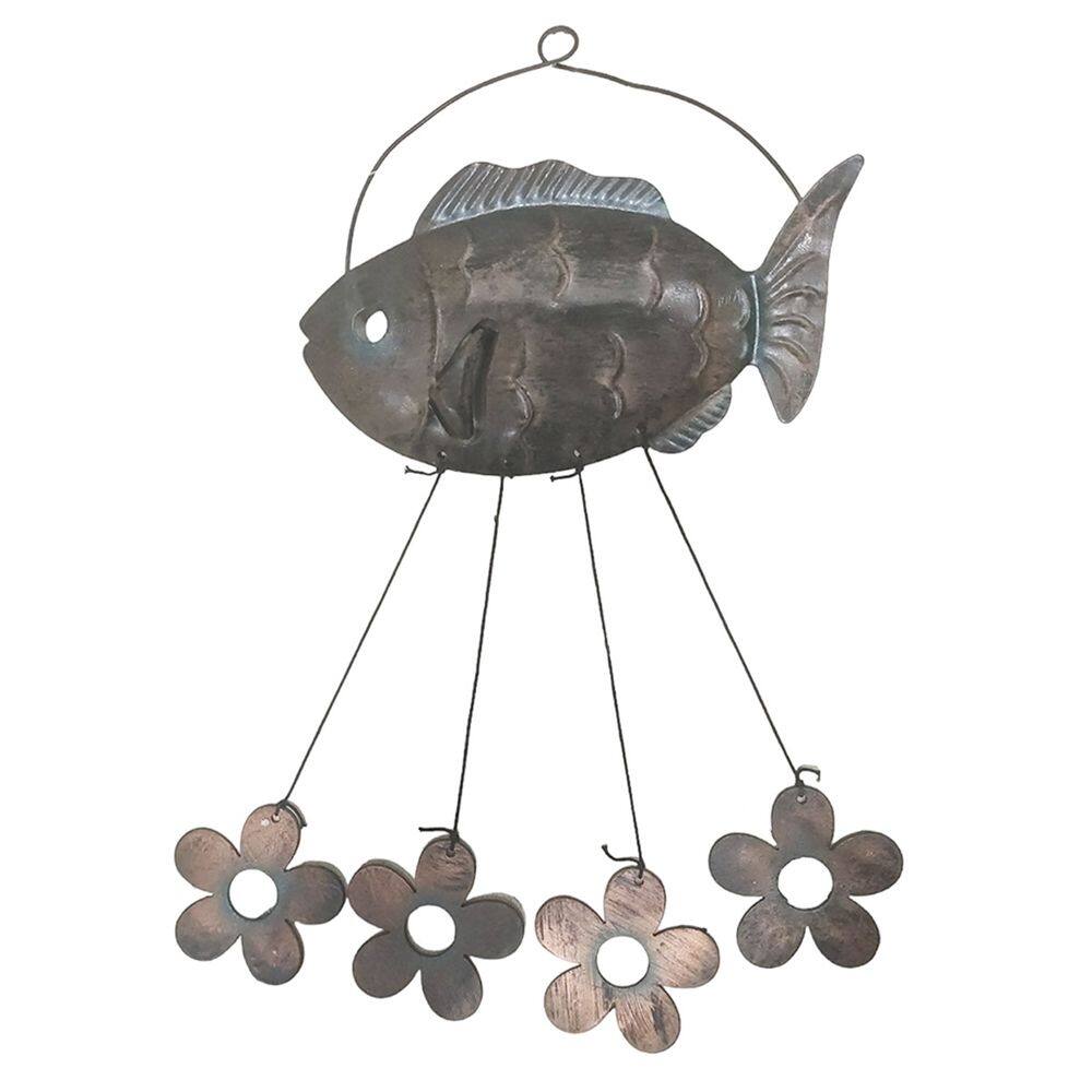 Sino dos Ventos Peixe Flores Jardim Decoraçao Janela Varanda Quintal Enfeite Ambiente