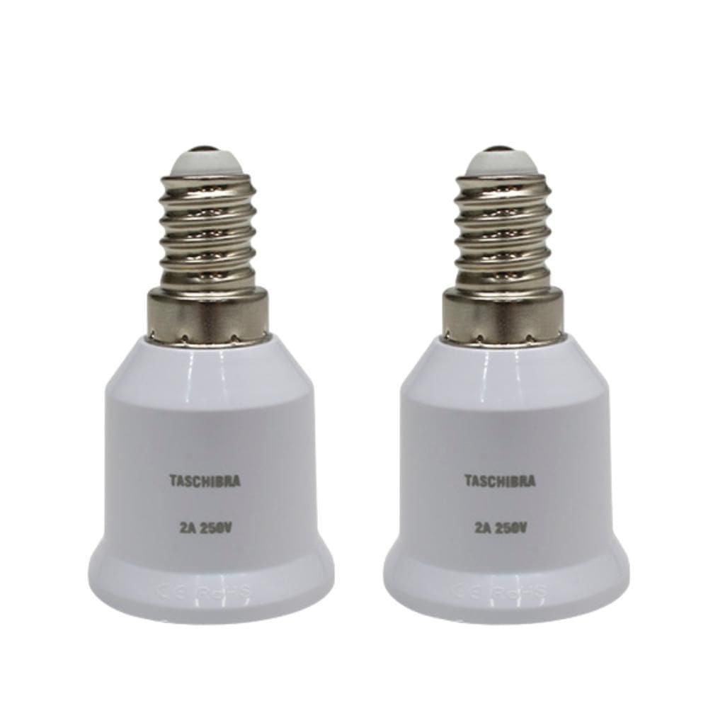 Soquete adaptador taschibra de lâmpada e14 para e27 kit 2 pç