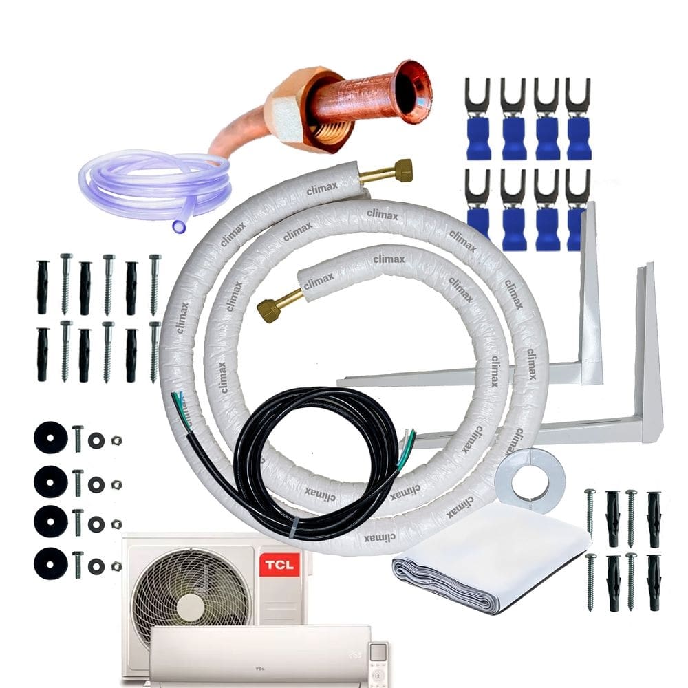 Kit Completo Para Instalação De Ar Condicionado TCL Elite Series A2 9000 a 18000 Btus 1/4 3/8 2 Metros  Com Suporte 4501