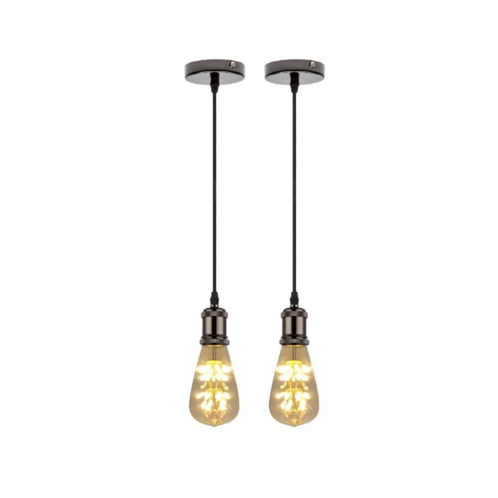Kit 2 luminárias pendente bocal e27 lâmpada led vintage pêra