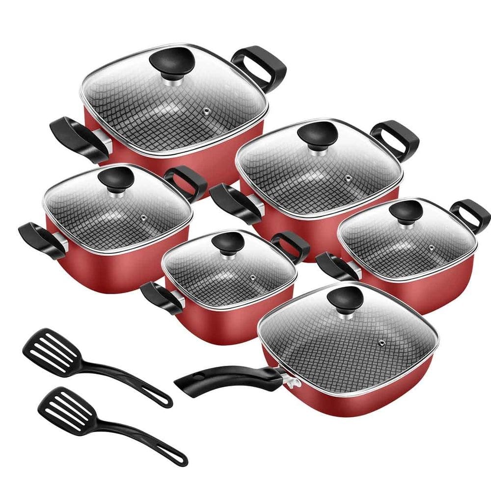 Conjunto Quadrado Antiaderente Com Frigideira Tampa de Vidro 6 Peças Patolux