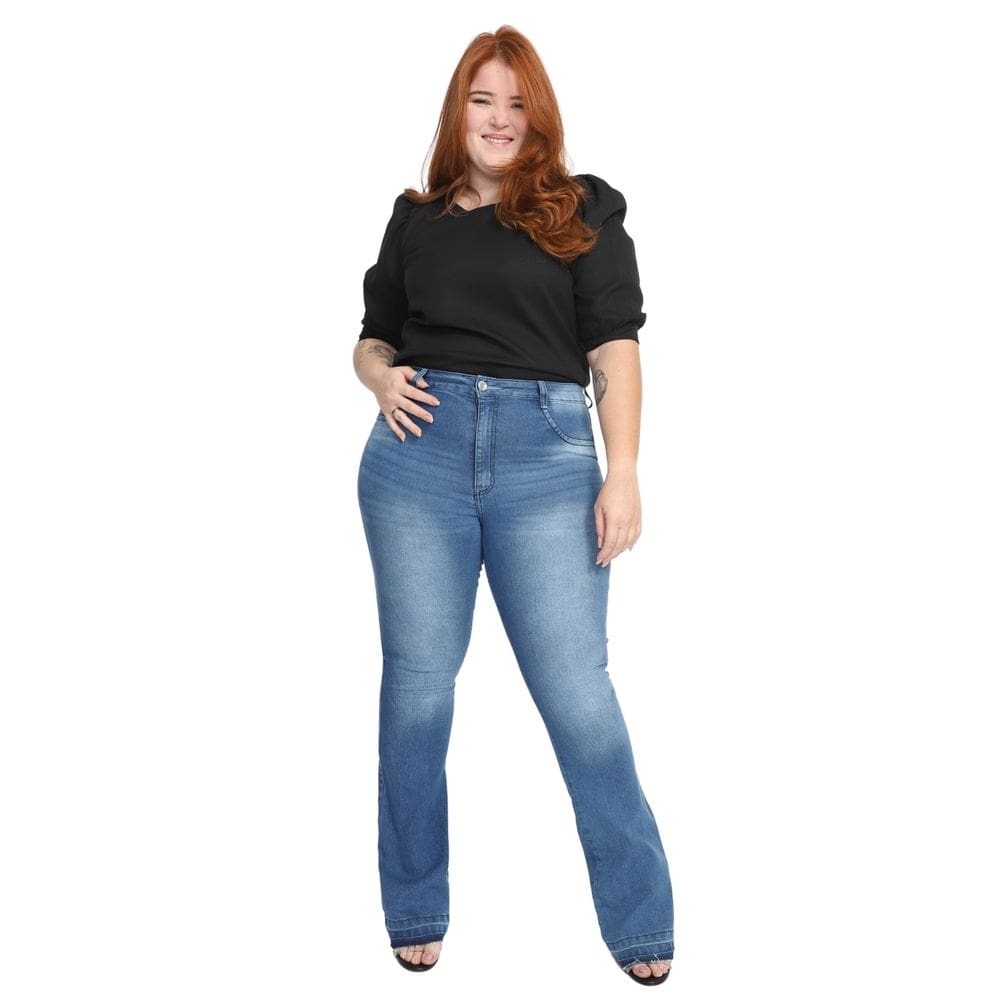 Calça Biotipo Jeans Feminina Flare Plus Size