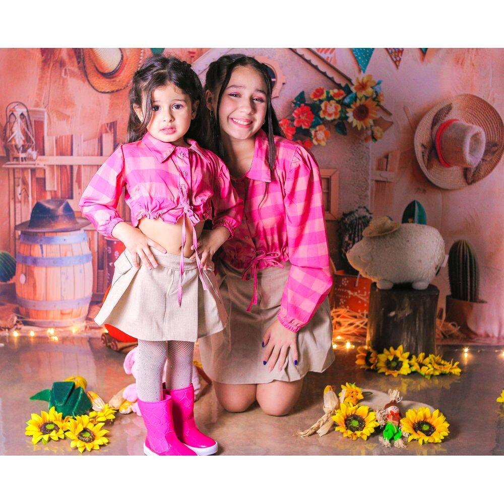Conjunto Infantil Xadrez Bege