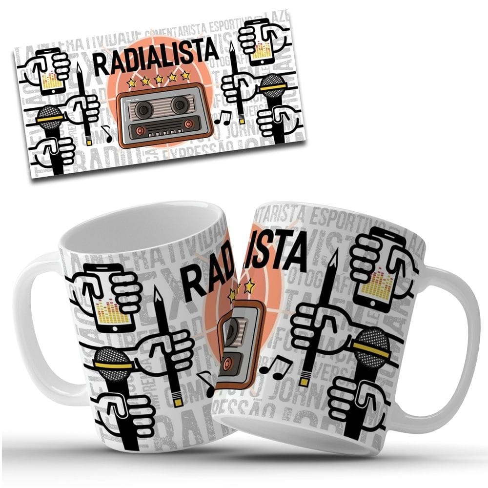 Caneca Personalizada Profissão Radialista em Cerâmica 325ml