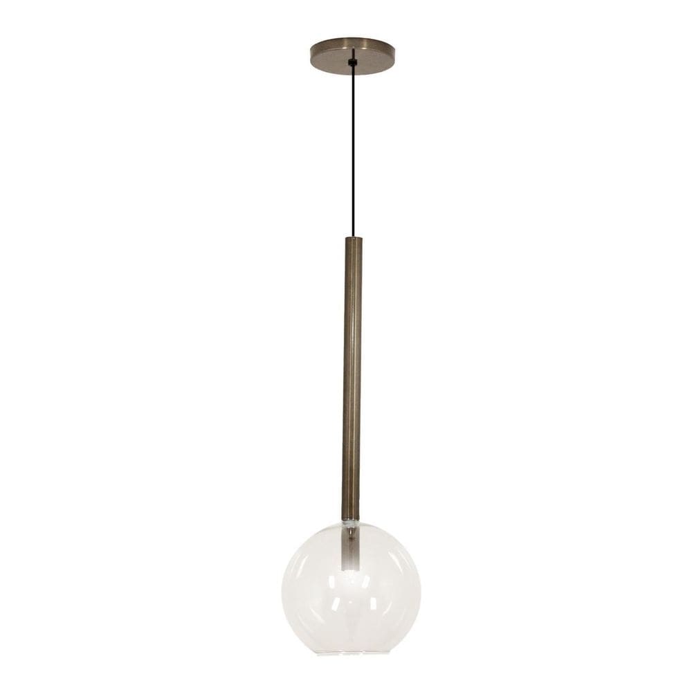 Luminária Pendente Lustre Teto Tubo Globo Vidro 20Cm Bronze
