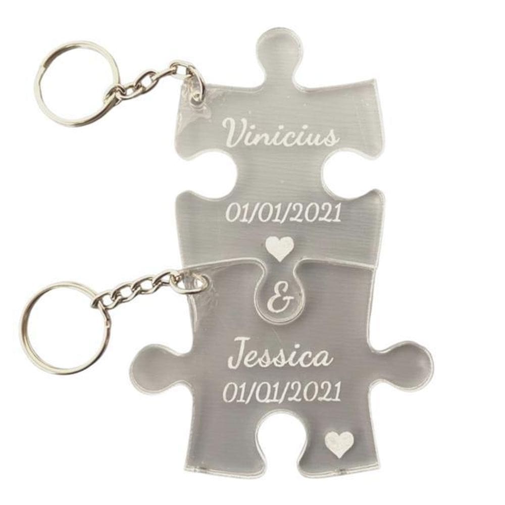 Chaveiros Acrílico Nome Personalizado Casamento Casal 2Pçs