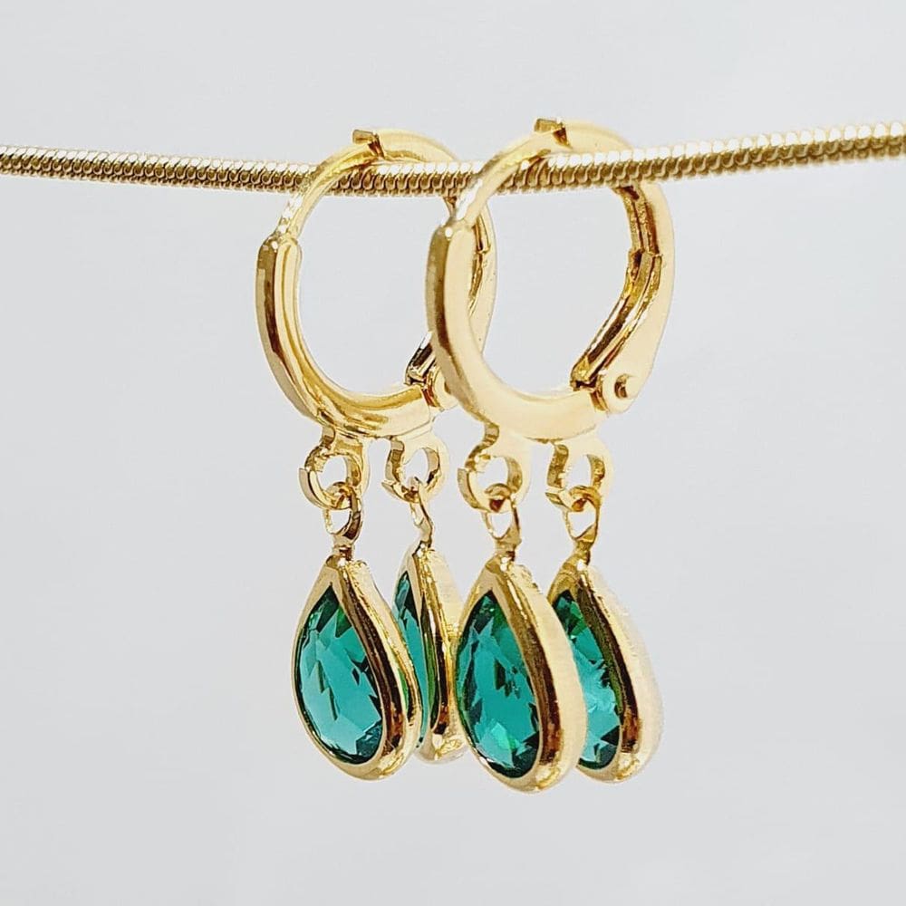 Brinco Argola Gota Duplo Folheado Ouro 18K