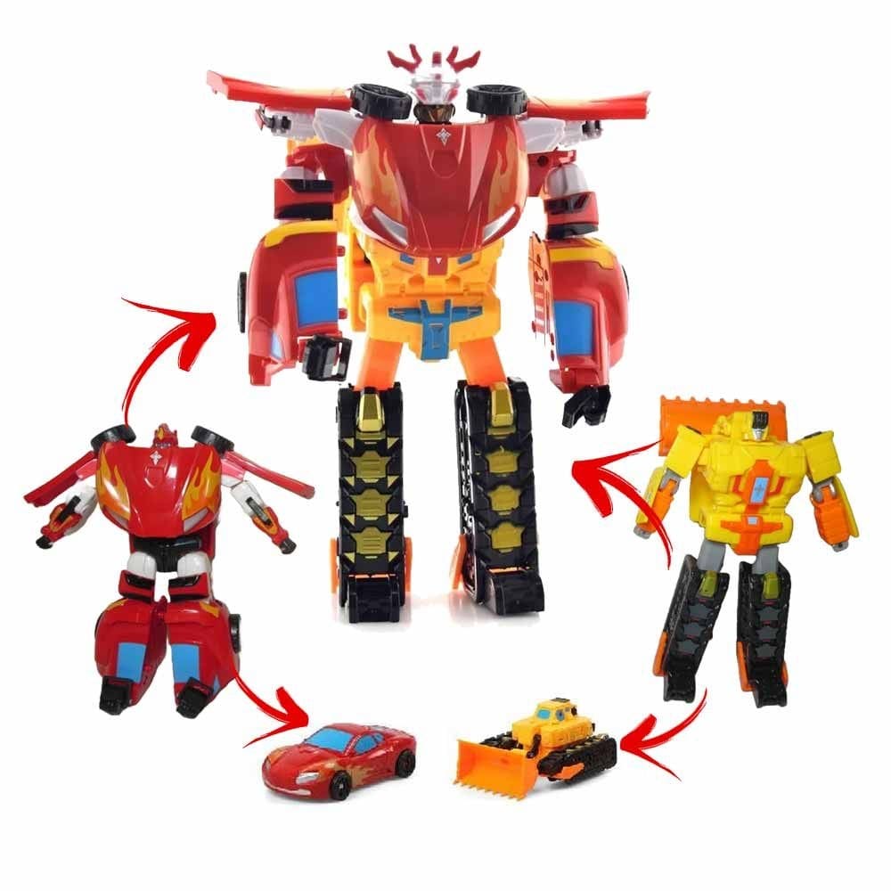 Brinquedo Transformes Vira Robô Trator Bulldozer 2 em 1