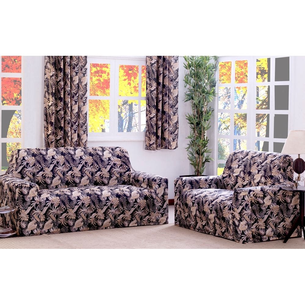 Capa De Sofá Adere Floral Preto 02 E 03 Lugares