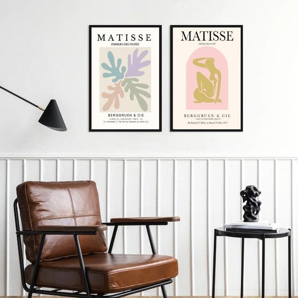 Kit 2 Quadros Artes Matisse Tons Pasteis 33X24Cm