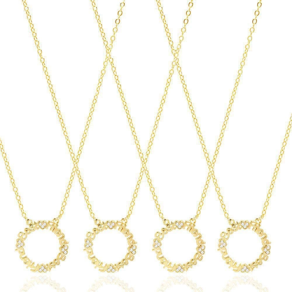4 Colares Mandala Best Friends Folheado A Ouro 18K