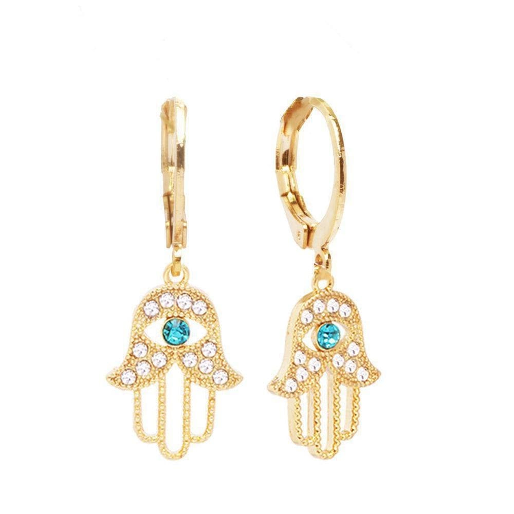 Brinco De Argolinha Mão De Fatima Folheado A Ouro 18K