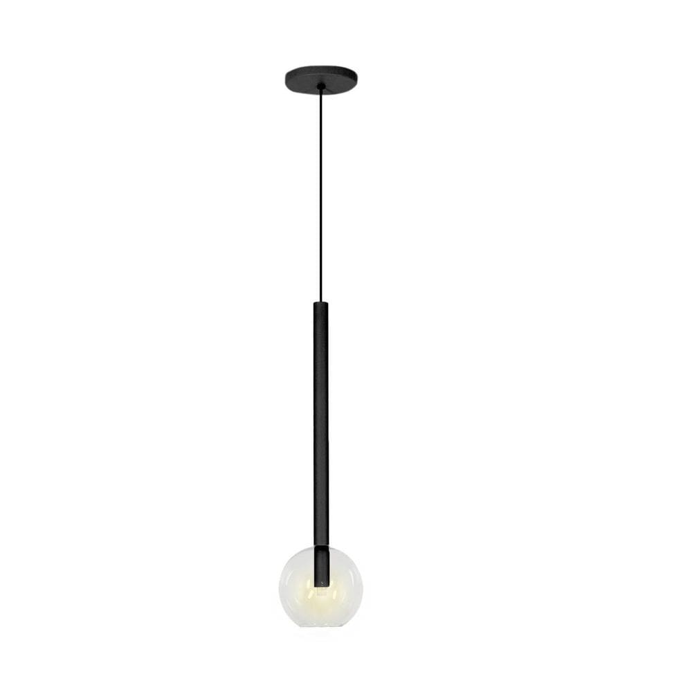 Pendente De Teto Luminária Tubo Globo Vidro 14Cm Preto