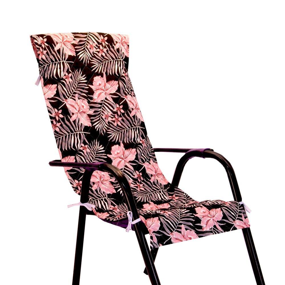 Capa De Cadeira Espreguiçadeira Floral Rosa