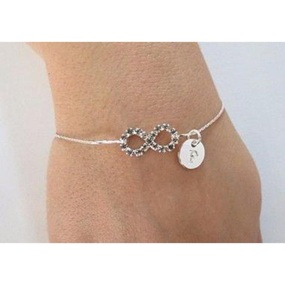 1 Pulseira Infinito Folheado A Prata Com Inicial Madrinhas