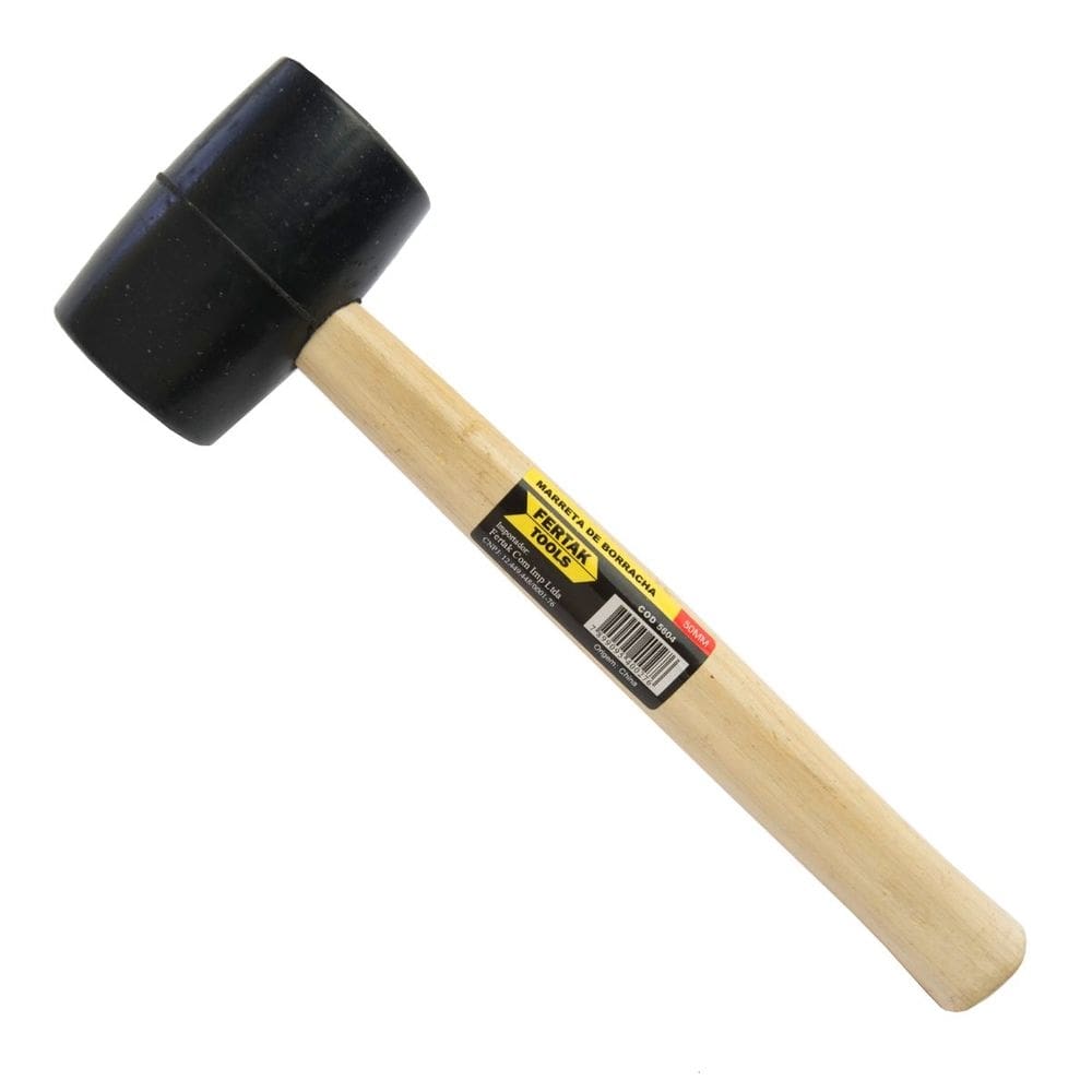 Marreta Martelo de Borracha 40mm Eficaz Robusta Cabo Madeira Fertak