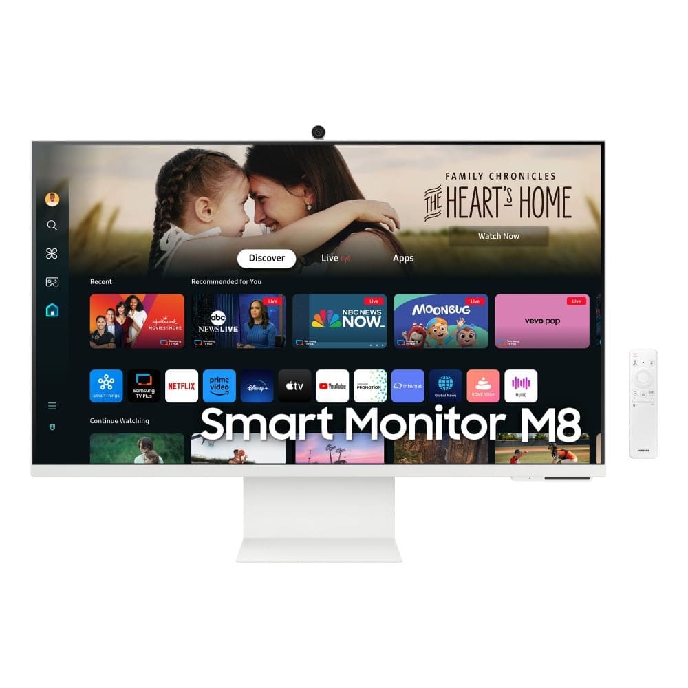 Samsung Smart Monitor M8 32\" 2024 4K, Tela Plana, Painel VA, 60Hz, HAS, 4ms,Smart Hub, Gaming Hub, AirPlay