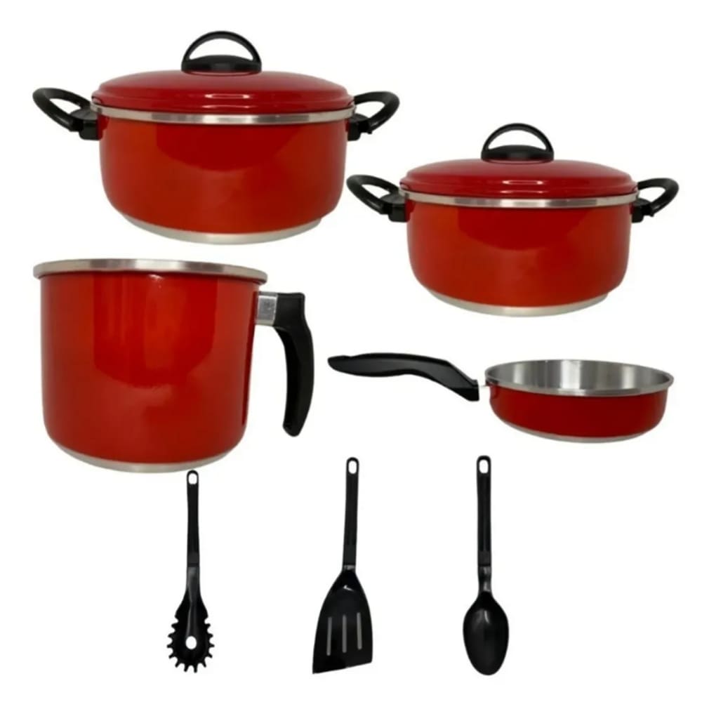 Conjunto De Panelas Tamires 4 Peças Vermelho Em Alumínio