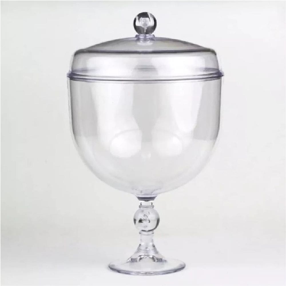 Taça Para Pavê Sobremesa Acrílico 1250ml Com Tampa Bluestar Cristal