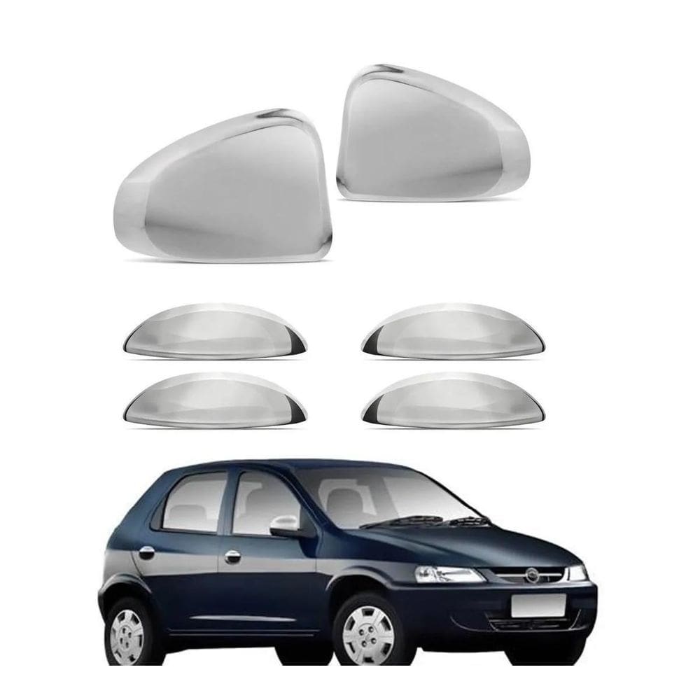 Kit aplique capa cromada retrovisor maçanetas celta 2005