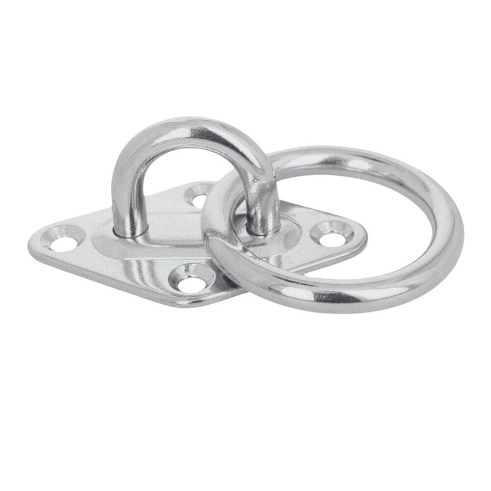 Alça com argola e base diamante em aço inox 6mm 65x40mm