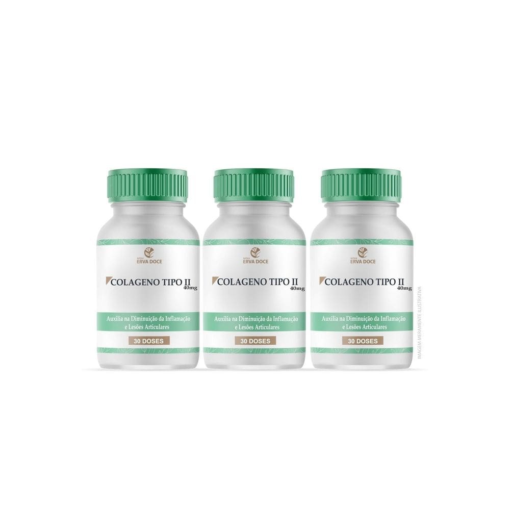 Kit colágeno tipo ii 40mg 3 frascos 30 doses