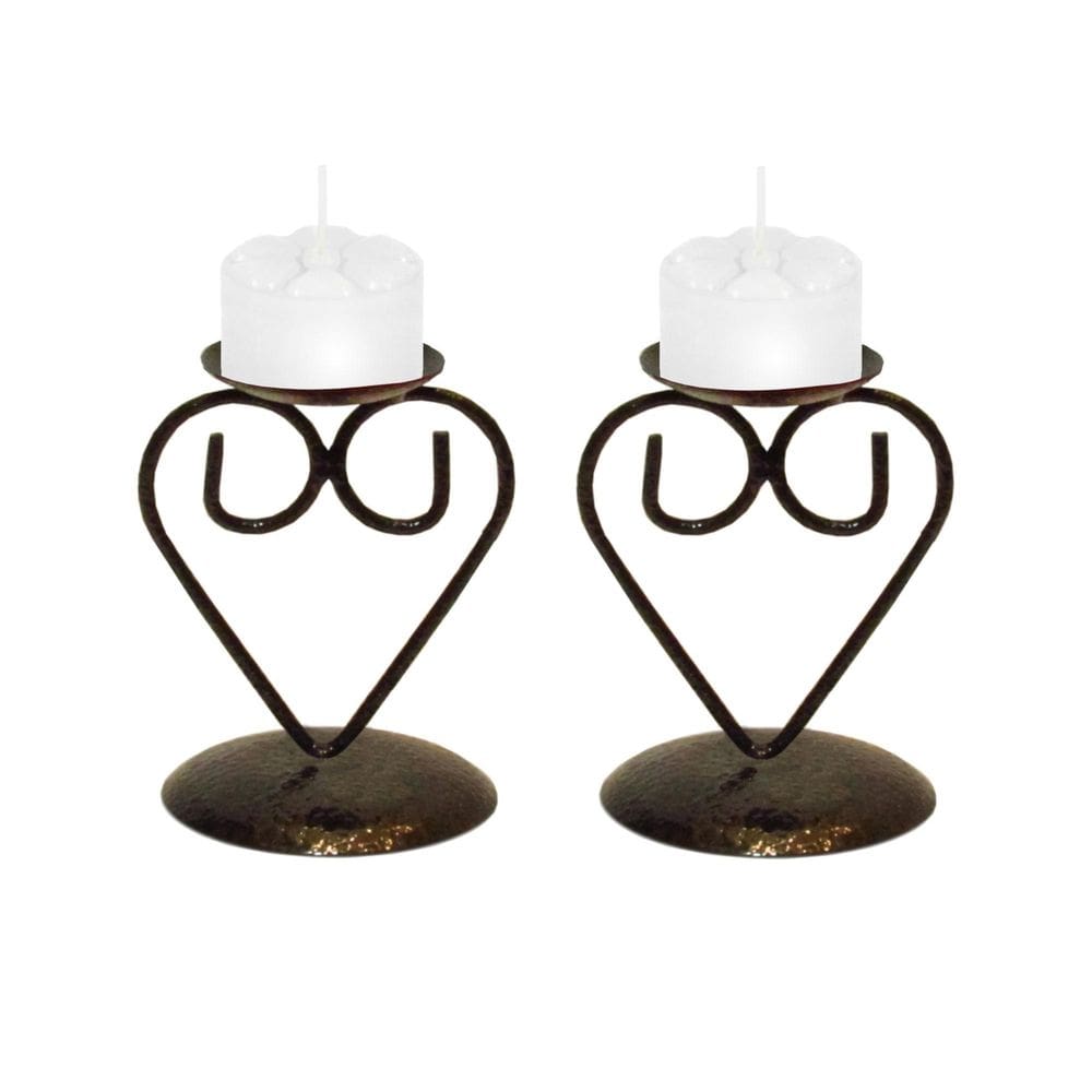 2 castiçal coração 12 cm vela branca dia dos namorados