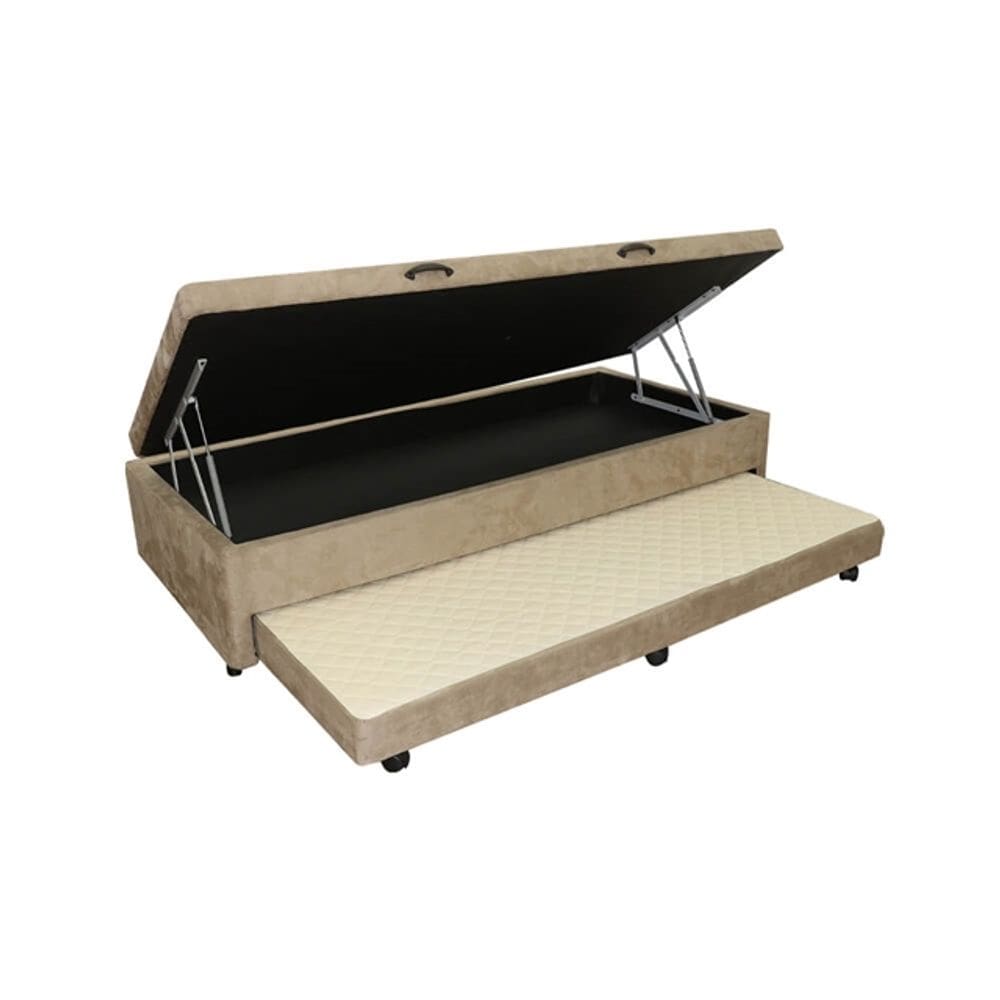 Cama Box Bau Solteiro King Com Auxiliar Semi Ortopedica Poliester (0.96X2.03)