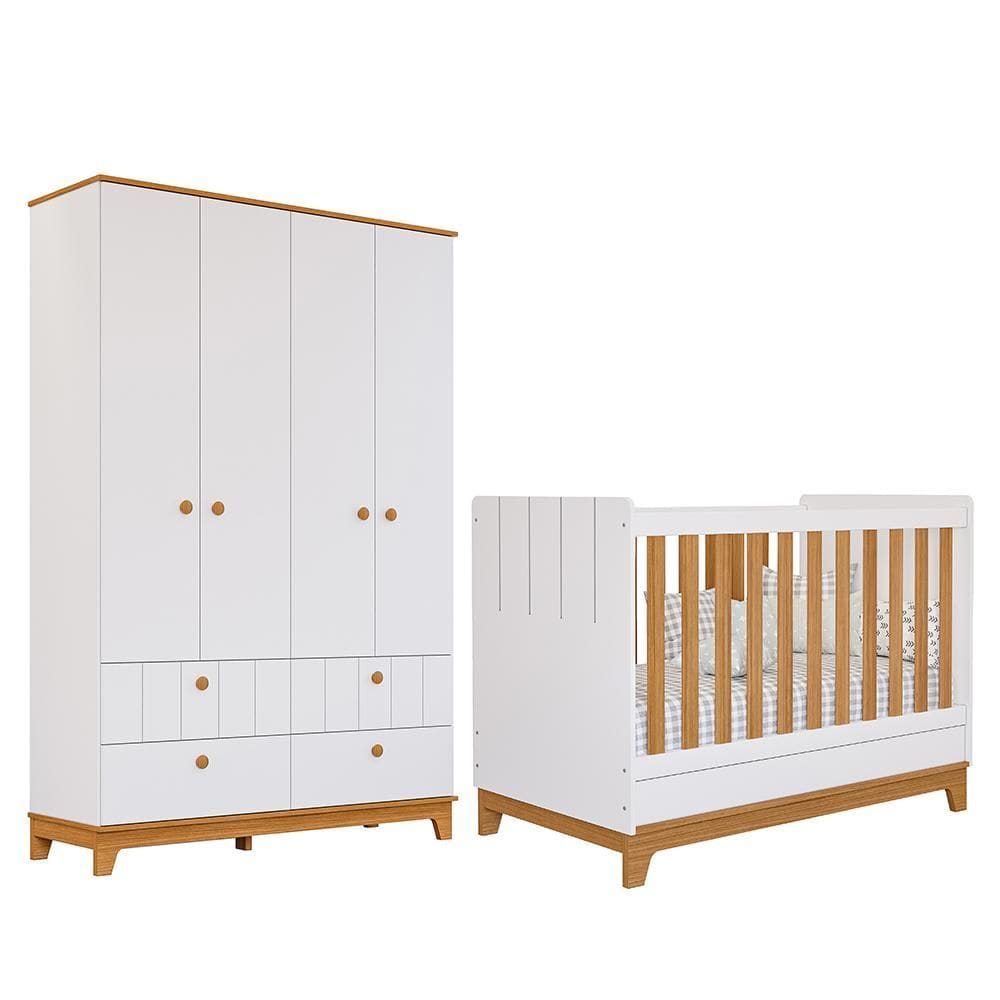 Jogo de Quarto Infantil Biscoito Guarda Roupa e Berço - Permóbili Baby