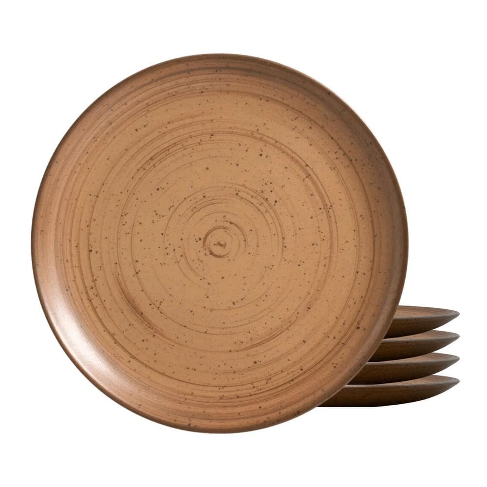 Jogo De Pratos Sobremesa Cerâmica Kit 4Pc 20Cm Kya Terracota